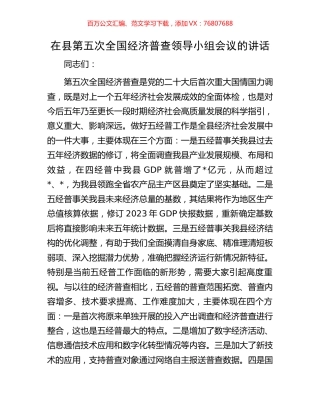在县第五次全国经济普查领导小组会议的讲话.docx