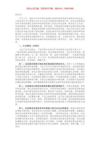 市委书记在黄河流域生态保护和高质量发展领导小组会议上的讲话.docx