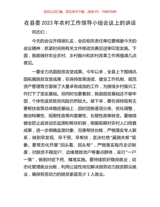 在县委2023年农村工作领导小组会议上的讲话.docx