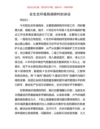 在生态环境局调研时的讲话.docx