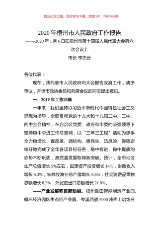 2020年梧州市人民政府工作报告.docx