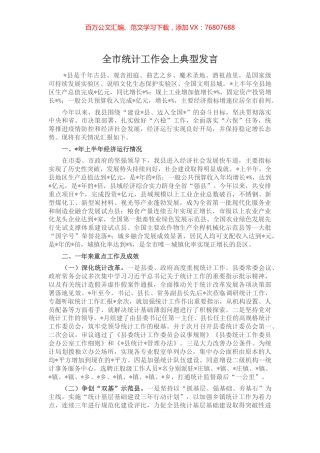 全市统计工作会上典型发言.docx