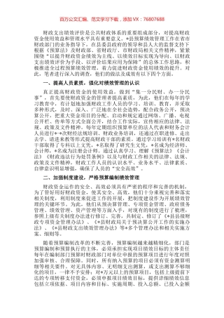 县关于推进财政绩效评价工作交流发言材料.docx