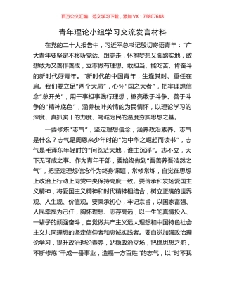 青年理论小组学习交流发言材料.docx