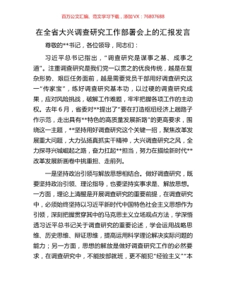 在全省大兴调查研究工作部署会上的汇报发言.docx