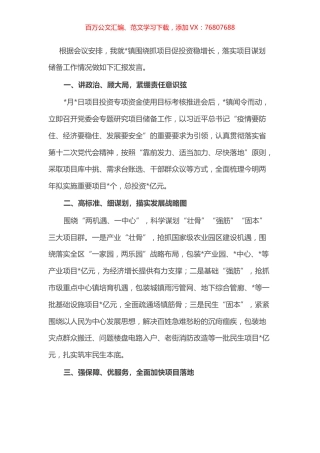 乡镇在全区抓项目促投资稳增长工作专题会上的发言.docx