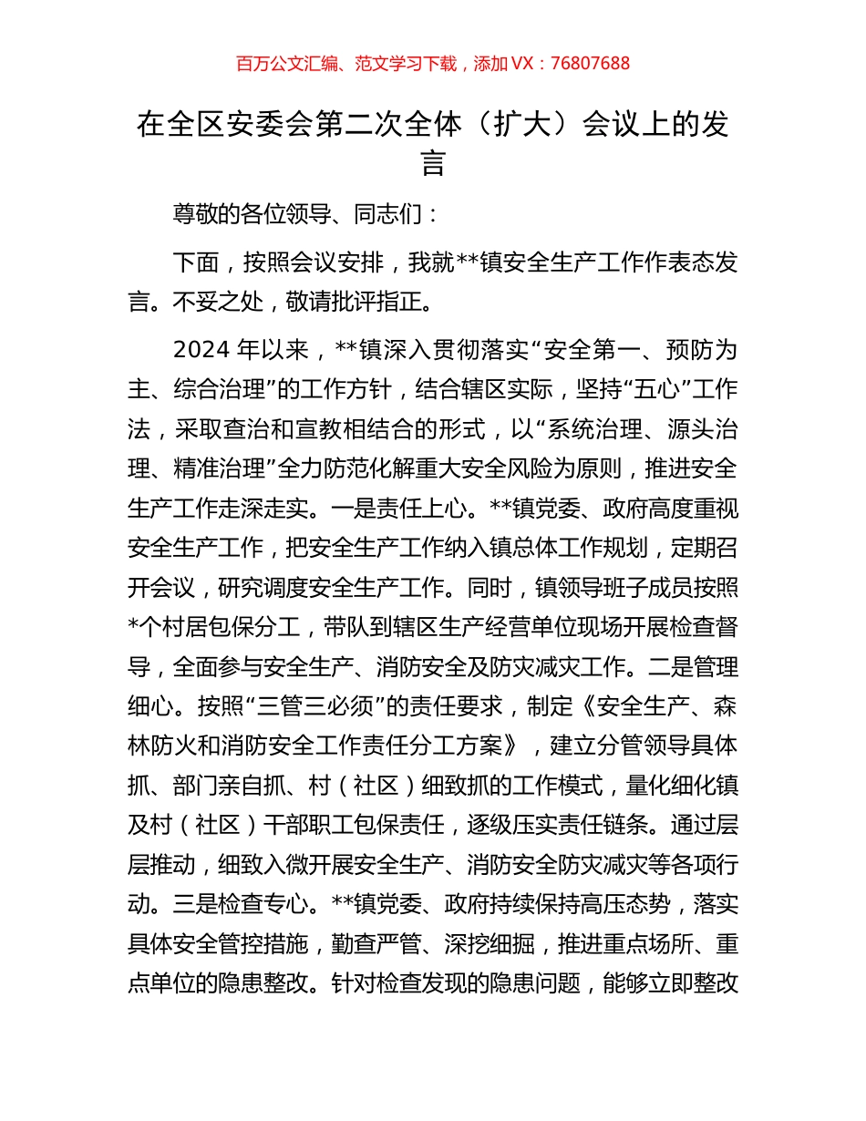 在全区安委会第二次全体（扩大）会议上的发言.docx_第1页