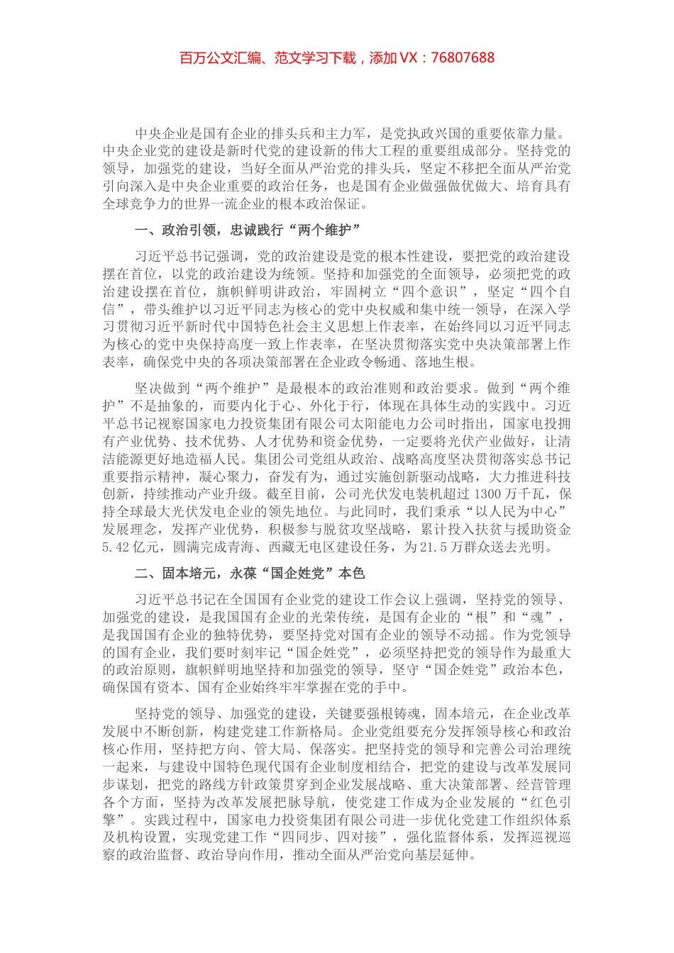 推动全面从严治党在国企落实落地——国家电力党委书记在全市“全面从严治党”研讨会上交流发言.docx_第1页