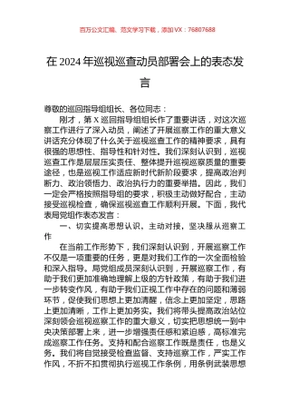 在2024年巡视巡查动员部署会上的表态发言.docx