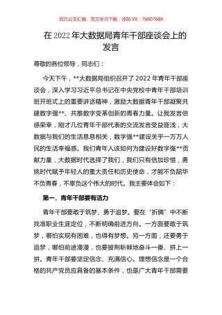 在2022年大数据局青年干部座谈会上的发言.docx