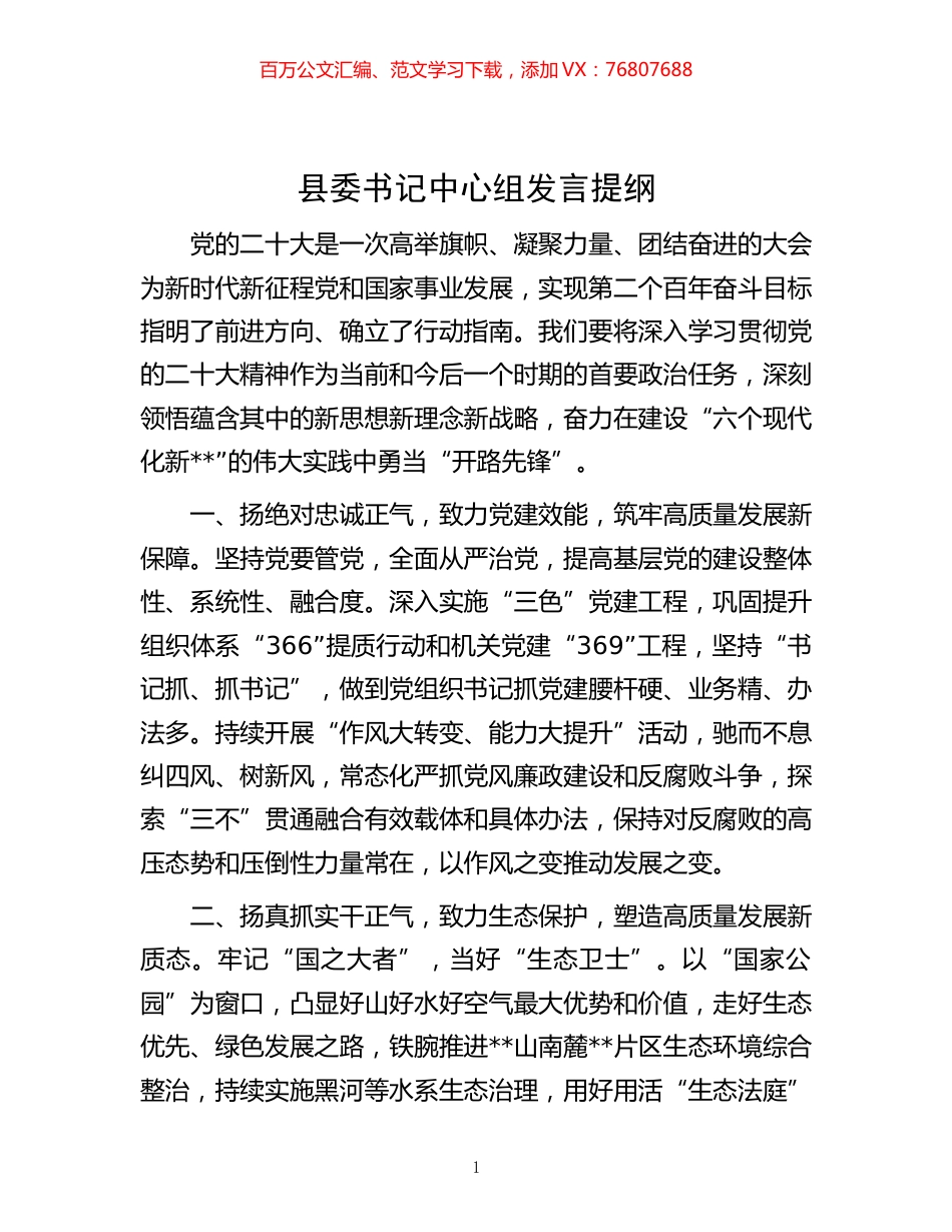 20221118-县委书记中心组发言提纲.docx_第1页