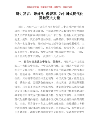 研讨发言：带好头 做表率 为中国式现代化贡献更大力量.docx