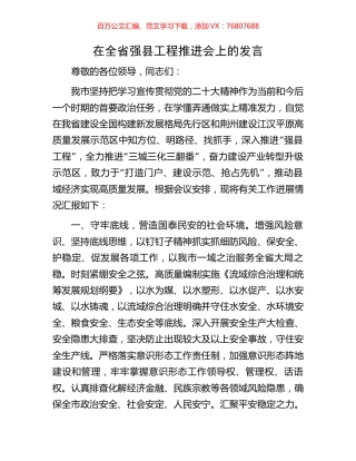 在全省强县工程推进会上的发言.docx