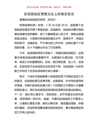 在巡视组反馈意见会上的表态发言.docx