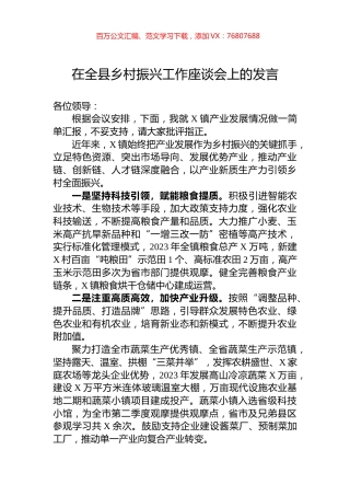 在全县乡村振兴工作座谈会上的发言.docx