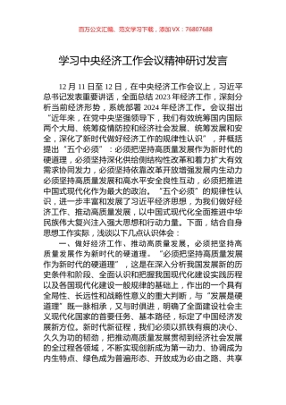 学习中央经济工作会议精神研讨发言.docx