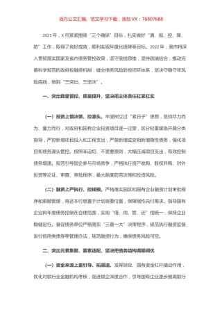 某市债务风险防控工作表态发言.docx