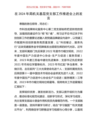 在2024年局机关基层党支部工作推进会上的发言.docx