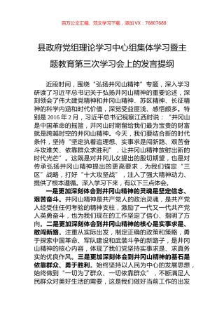 县政府党组理论学习中心组集体学习暨主题教育第三次学习会上的发言提纲.docx