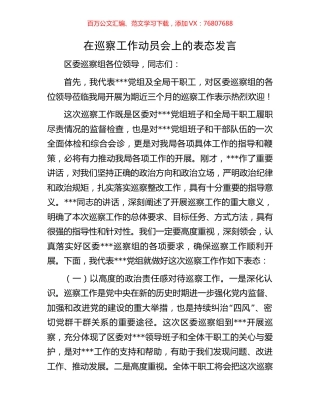 在巡察工作动员会上的表态发言.docx