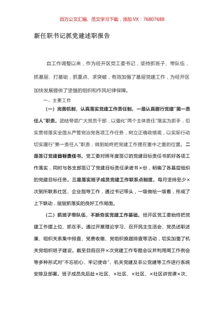 新任职书记抓党建述职报告.docx