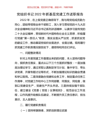 党组织书记2022年抓基层党建工作述职报告.docx