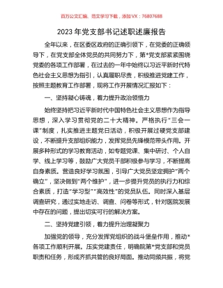 2023年党支部书记述职述廉报告.docx