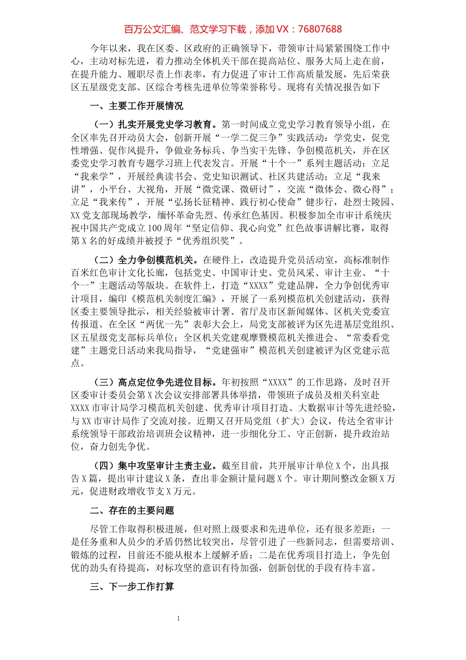 审计局党组书记抓党建述职报告.docx_第1页