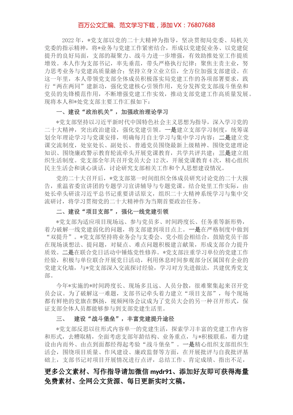 支部书记述职述廉述党建报告.docx_第1页