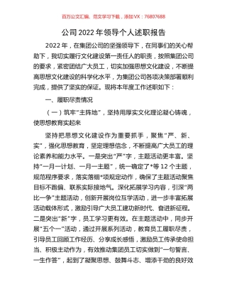 公司2022年领导个人述职报告.docx