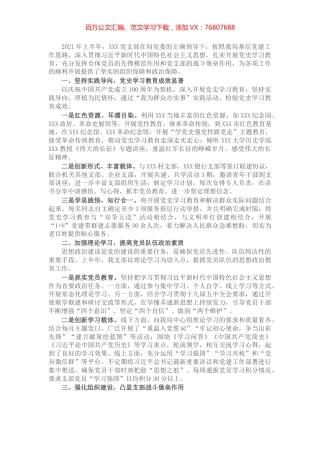 税务局X党支部书记2021年上半年述职报告.docx