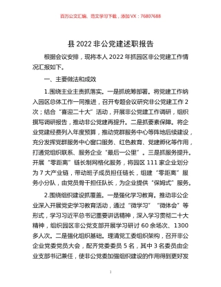 -县2022非公党建述职报告.docx