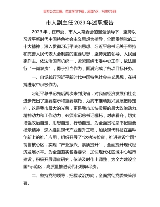 市人副主任2023年述职报告.docx