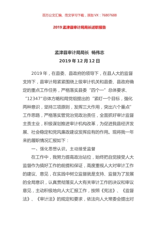 2019审计局局长述职报告.docx