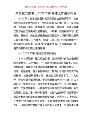 高校党支部书记2022年抓党建工作述职报告.docx