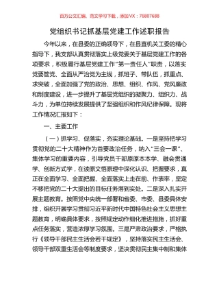 党组织书记抓基层党建工作述职报告.docx