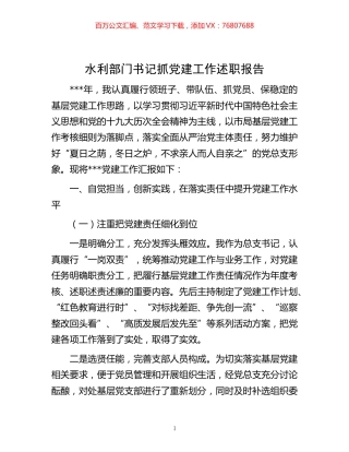 -水利部门书记抓党建工作述职报告.docx