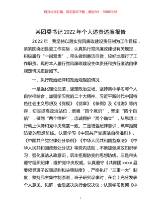 -某团委书记2022年个人述责述廉报告.docx