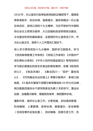 办公室主任2019年度述责述廉报告.docx