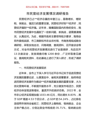 市民营经济发展情况调研报告.docx
