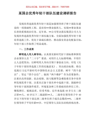 某国企优秀年轻干部队伍建设调研报告.docx