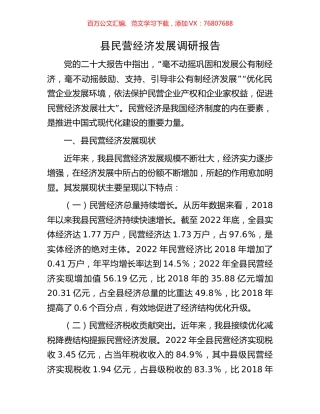 县民营经济发展调研报告.docx