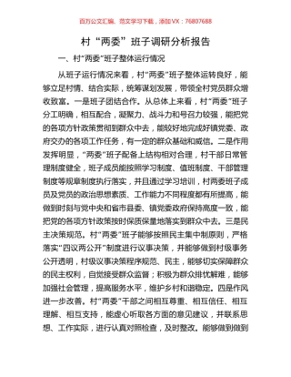 村“两委”班子调研分析报告.docx