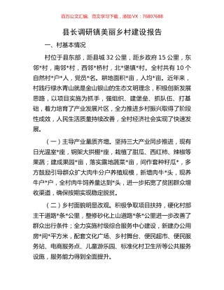 县长调研镇美丽乡村建设报告.docx