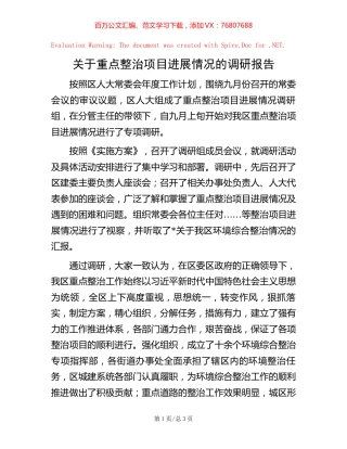 关于重点整治项目进展情况的调研报告.docx