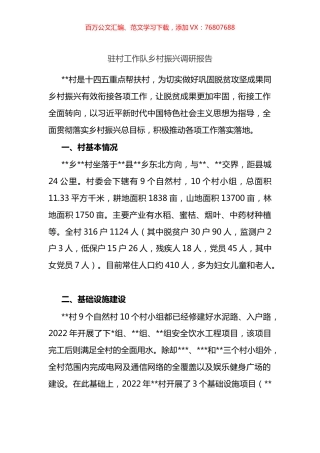 驻村工作队乡村振兴调研报告.docx