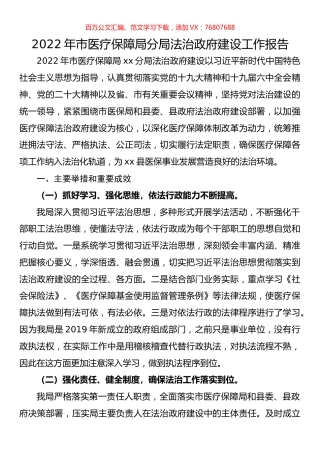 2022年市医疗保障局分局法治政府建设工作报告.docx