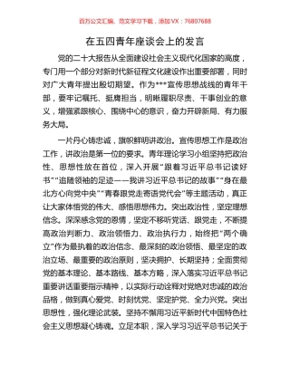 在五四青年座谈会上的发言.docx