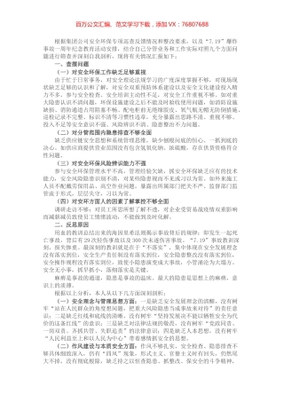 国企副总经理安全生产以案促改专题民主生活会个人发言提纲.docx