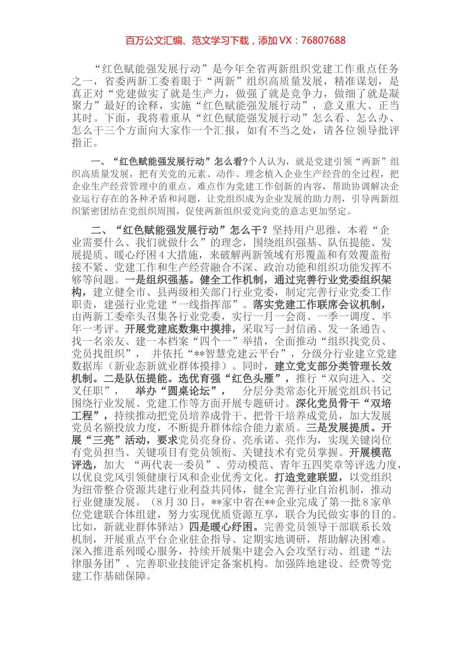 红色赋能强发展行动发言材料.docx_第1页